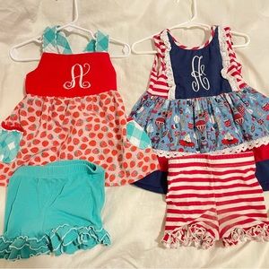 A monogrammed ric rac ruffles sets 3t